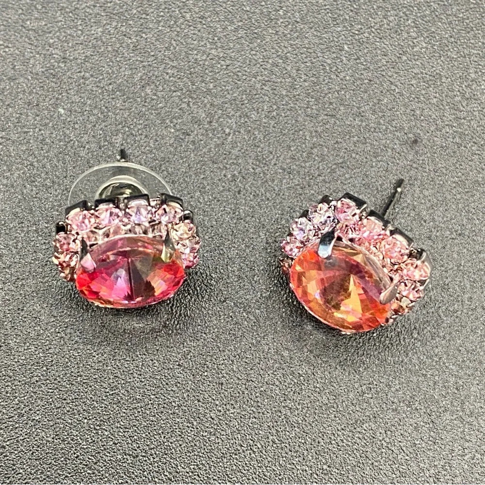 Blush Pink Sparkly Stud Earrings - Picture 4 of 10